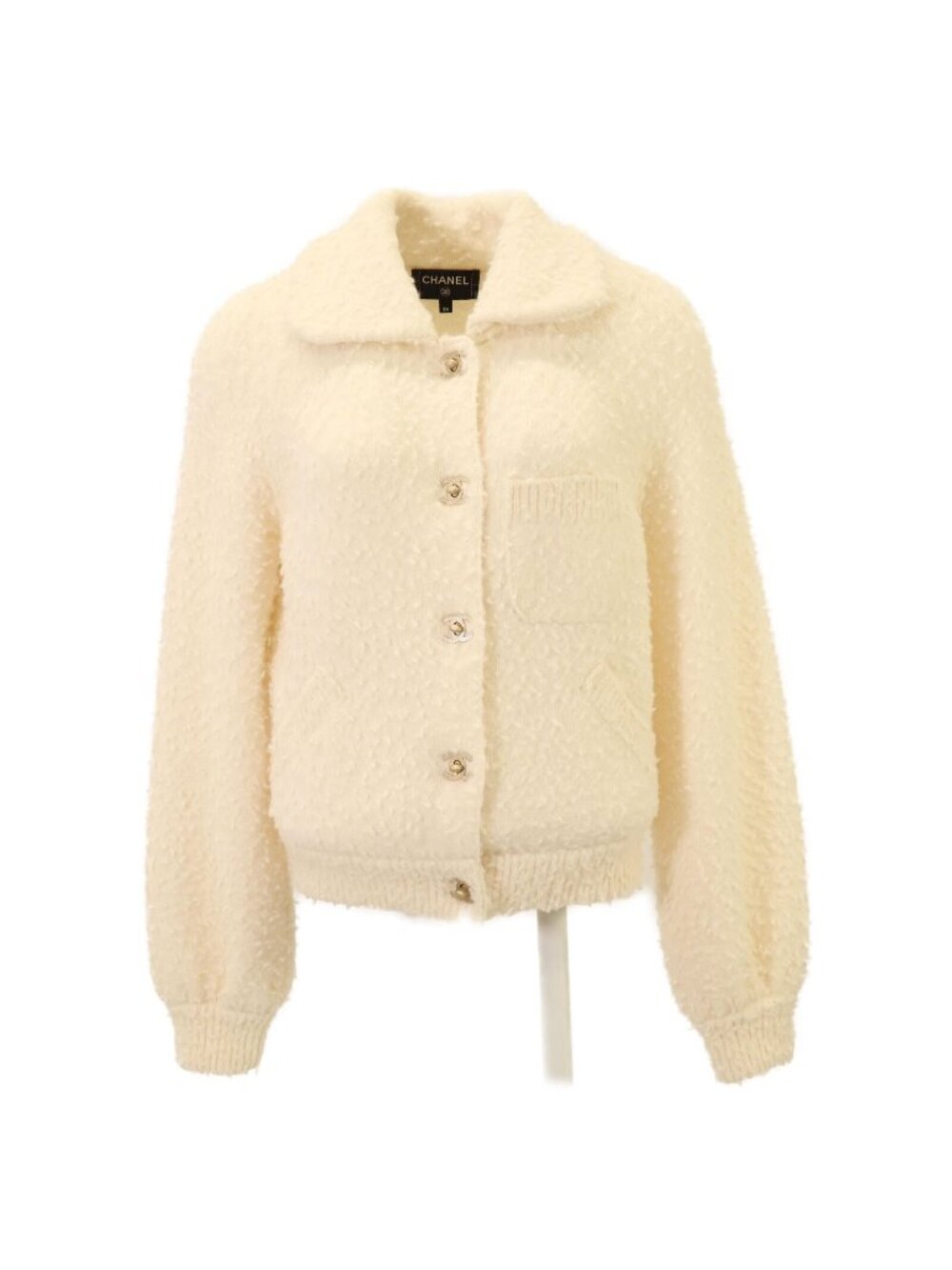 Chanel CC Logo Turnlock Alpaca Knit Jacket 34